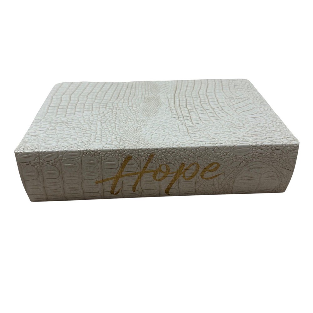 Cream Faux Crocodile Skin Hope Decorative Book Box Storage Hidden Compartment